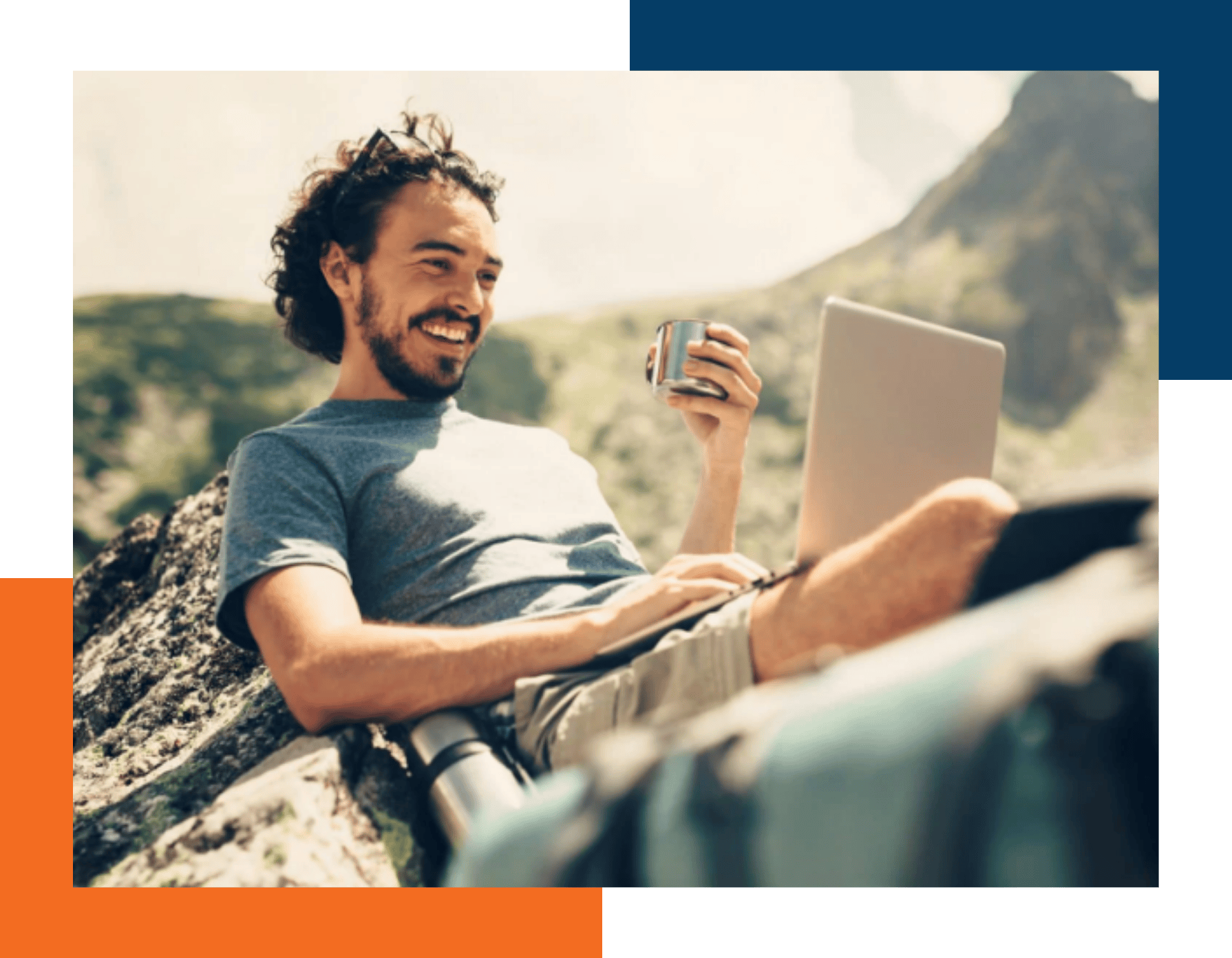 Guy in Laptop - TTC Young child is resting on the back of a missionary with our international travel medical policy