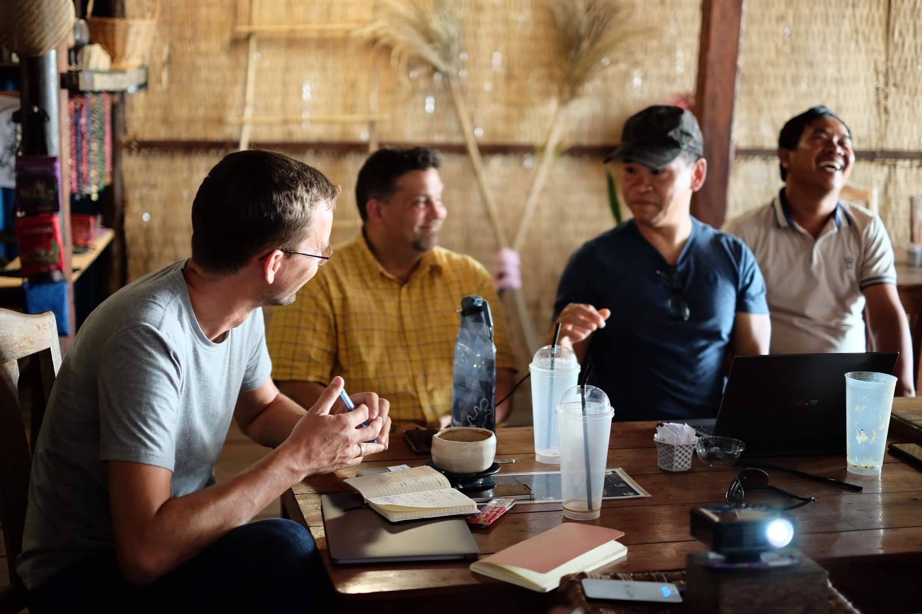 A missionary telling a story in Cambodia